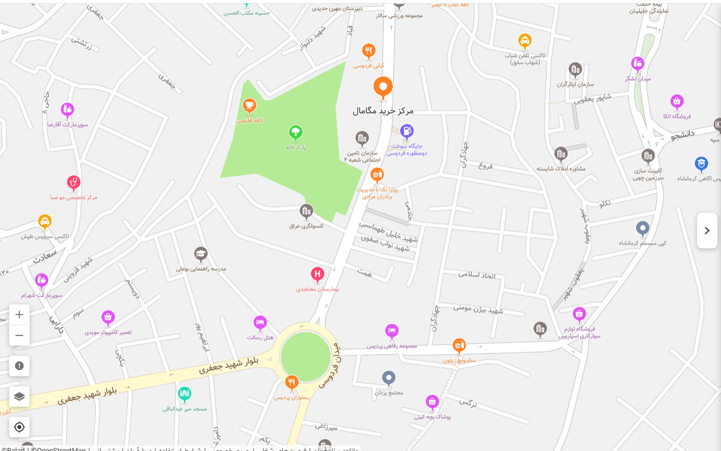 نقشه موقعیت مکانی و آدرس دقیق شرکت وبژیان در کرمانشاه